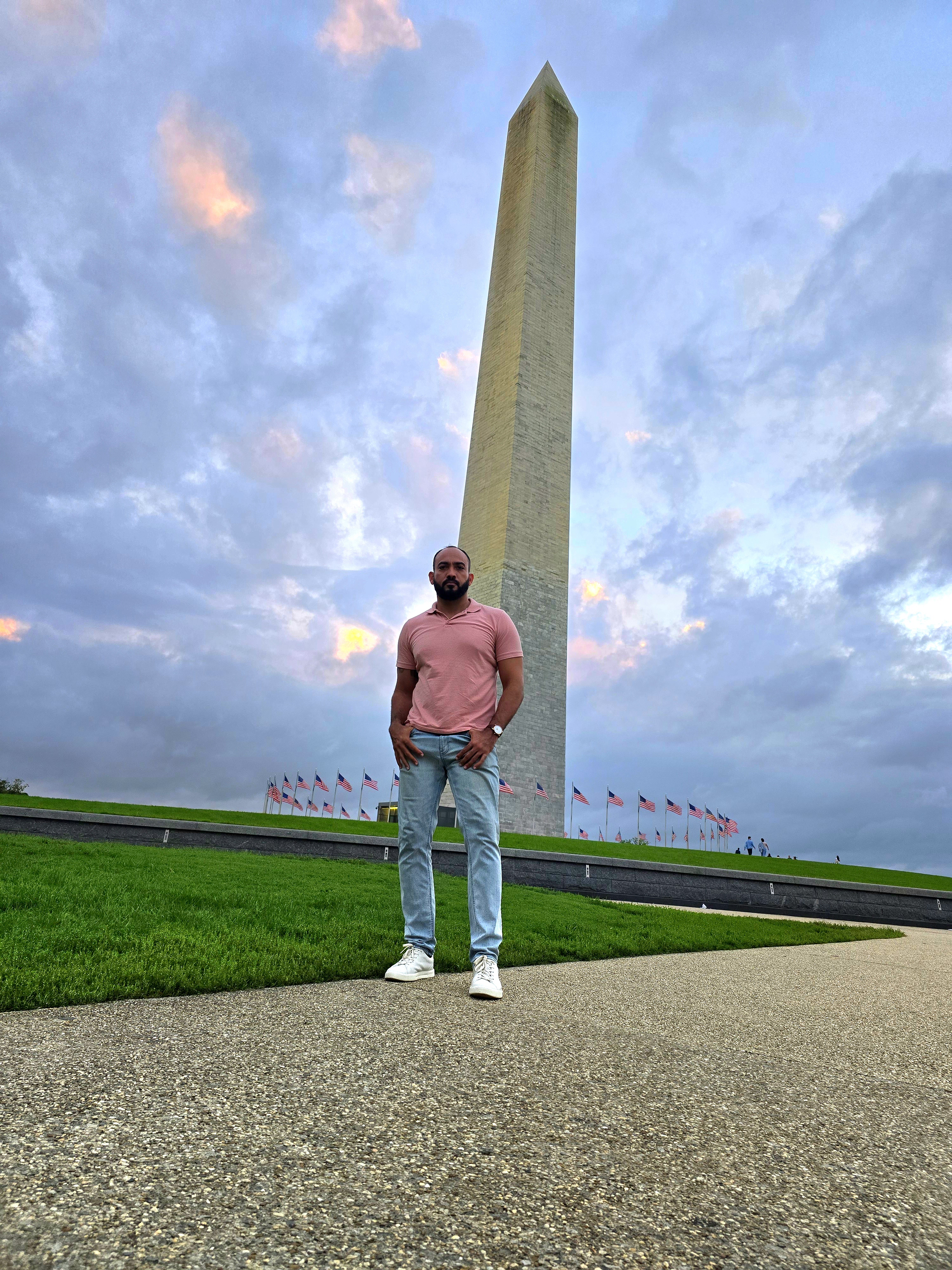 Asokore Beckles at the Washington Monument, Washington DC