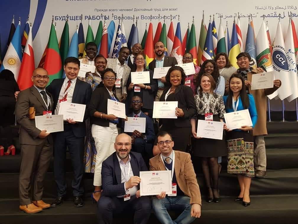 Asokore Beckles with trade union peers at the Trade Unionism and Social Policy certification ceremony, Ankara, Turkey