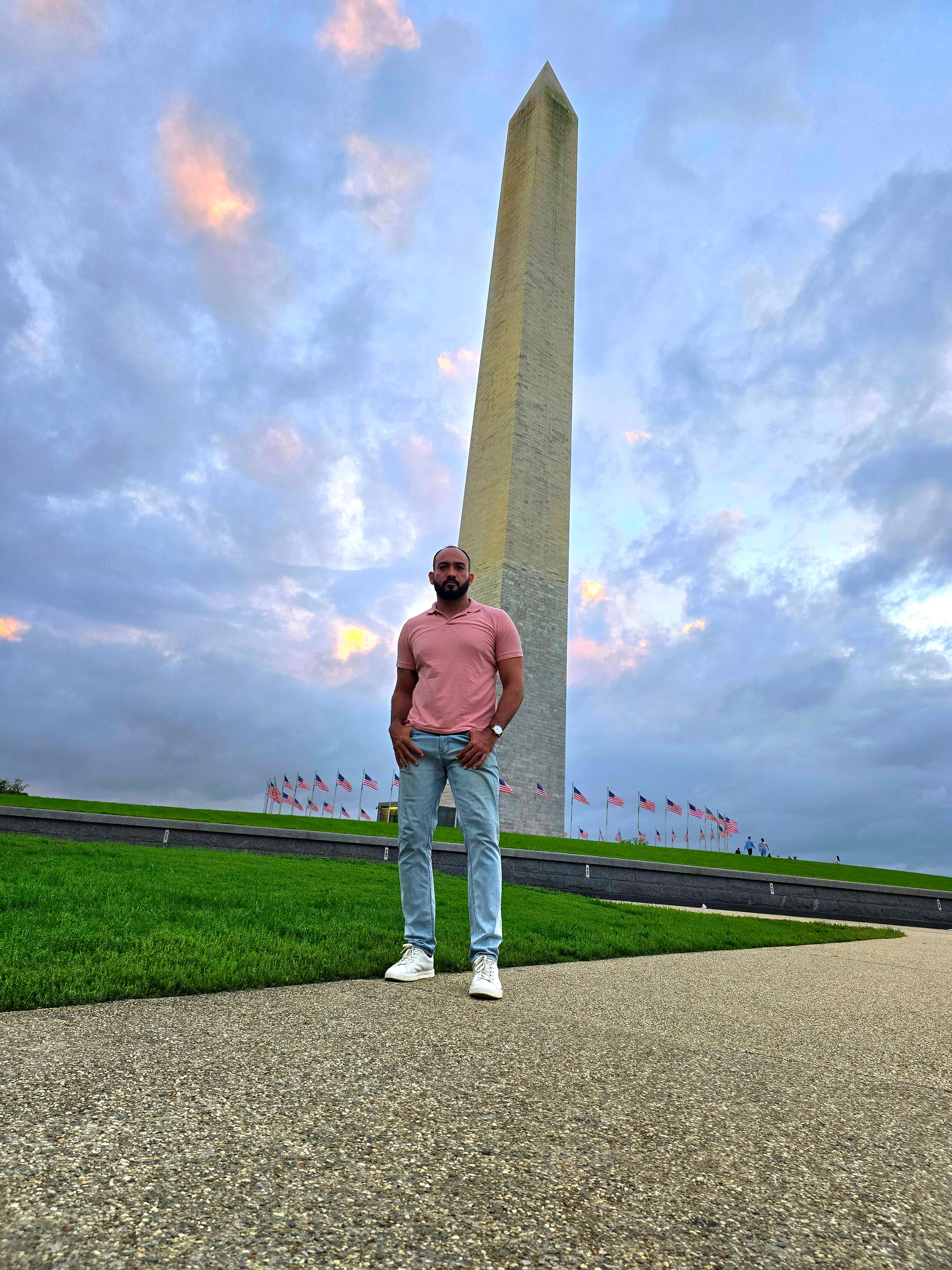 Asokore Beckles at the Washington Monument, Washington DC