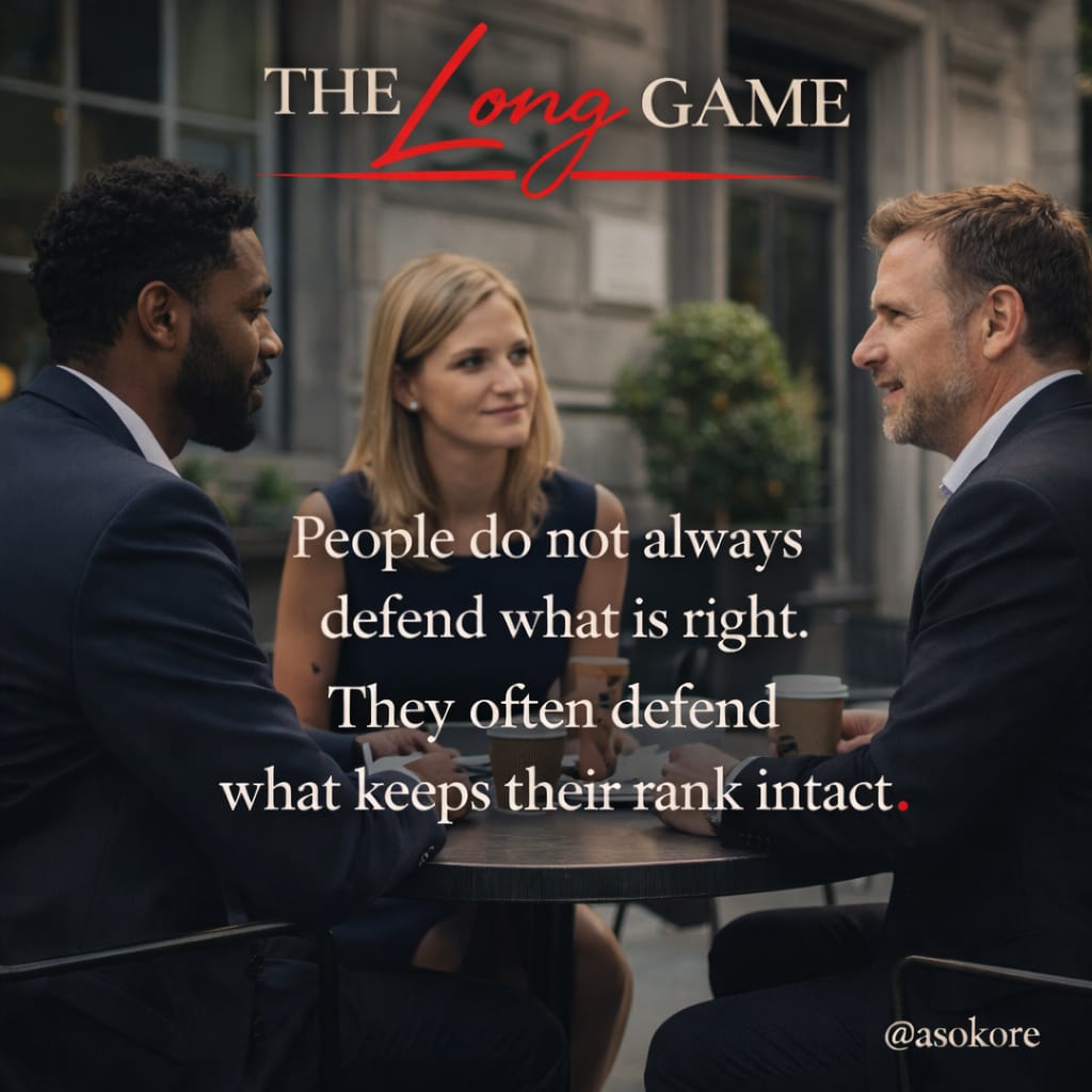 People do not always defend what is right. They often defend what keeps their rank intact.